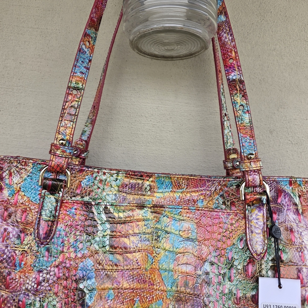 NWT BRAHMIN APRIL RESERVOIR MELBOURNE CROC EMBOSSED LEATHER TOTE BAG - Picture 12 of 16